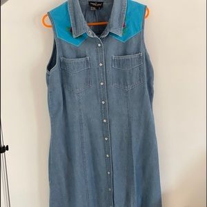 Carole Little Embroidered Denim Full Length Dress